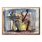 1998. a. Le guitarriste nocturne I - nº 1. 36,5 x 51 cm. Tècnica mixta sobre paper.