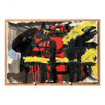 28. 1988. Sèrie Femme et Arlequin – nº 28. 34,5 x 51 cm.  Tècnica mixta sobre paper.