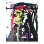 Femme et Arlequin, 1998, nº 2, 65 x 54 cm. Tècnica mixta sobre tela