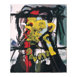 Femme et Arlequin, 1998, nº 3, 65 x 54 cm. Tècnica mixta sobre tela