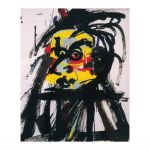 Femme et Arlequin, 1998, nº 7-2, 65 x 54 cm. Tècnica mixta sobre tela