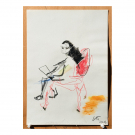 2023. Dona llegint - nº  2.  32 x 23 cm. Llapis sobre paper.